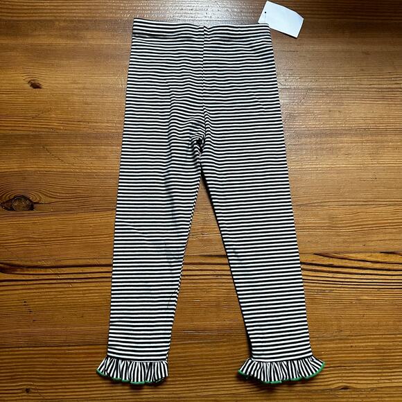 NWT Bonnie Jean black white striped ruffle bottom pants SIZE 6 - Picture 1 of 4